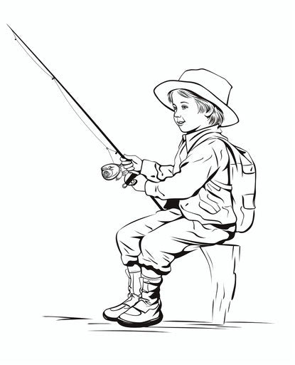 Young boy fishing with his fishing pole
