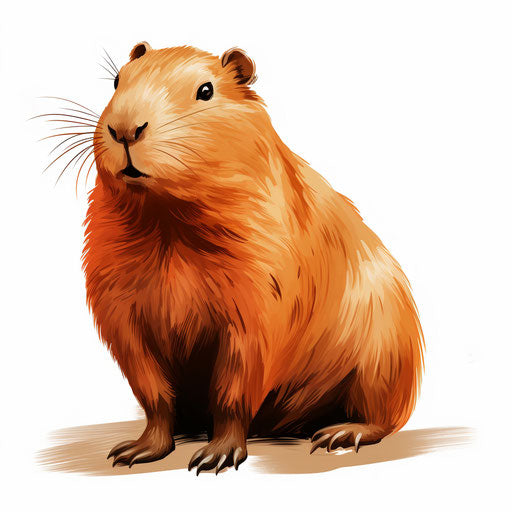 Capybara clipart in the style of Chiaroscuro Art, on white background