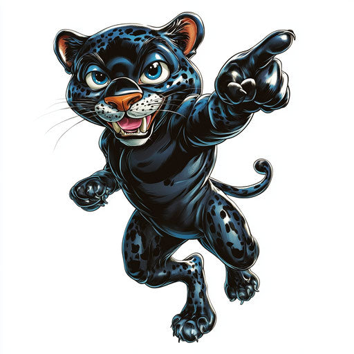 Humorous caricature of a panther with human characteristics