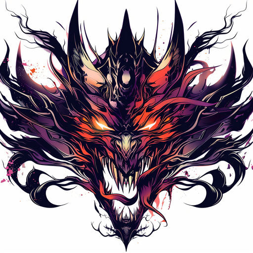 Angry anime demon with fiery eyes