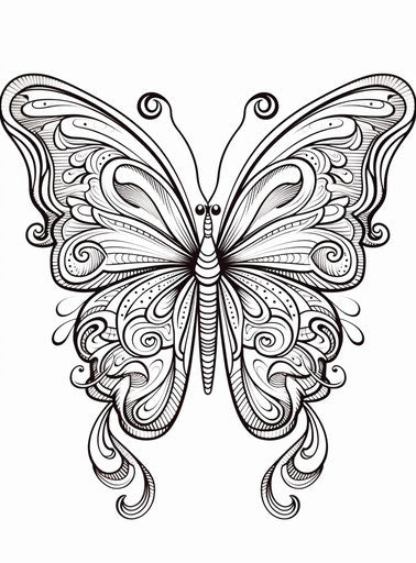 Butterfly ornament vector, intricate pen illustrator style, elegant inking