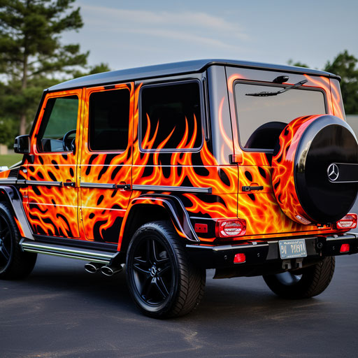 Classic flame decals on Mercedes Benz G Wagon