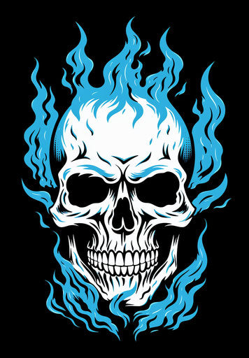 Skull on fire tattoo