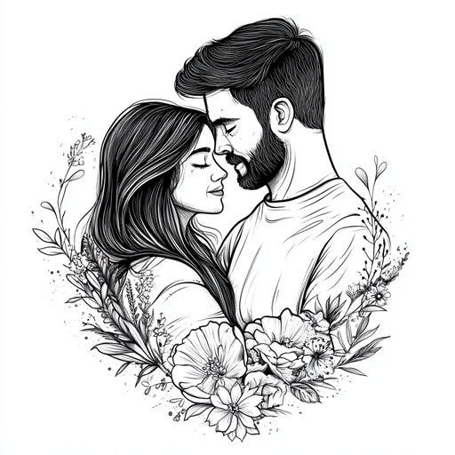 Mom and dad tattoo in flat drawing style