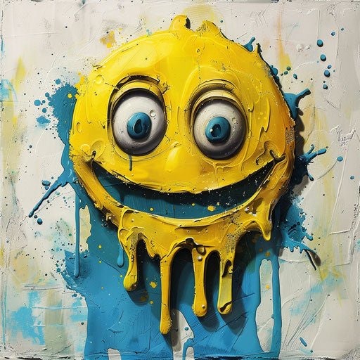 Happy face meme poster for fridge, animated gifs style trashcore