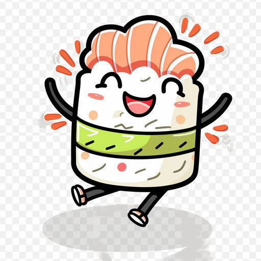 Sushi roll mascot dancing