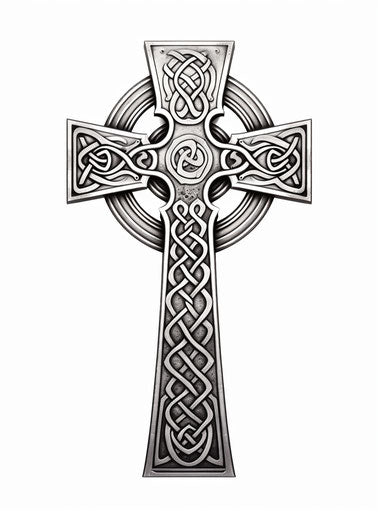 Celtic cross tattoo, dark silver, dark gray