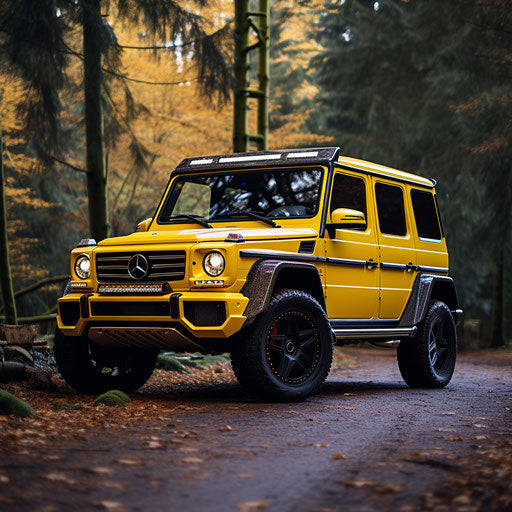 Bright yellow off-road vehicle