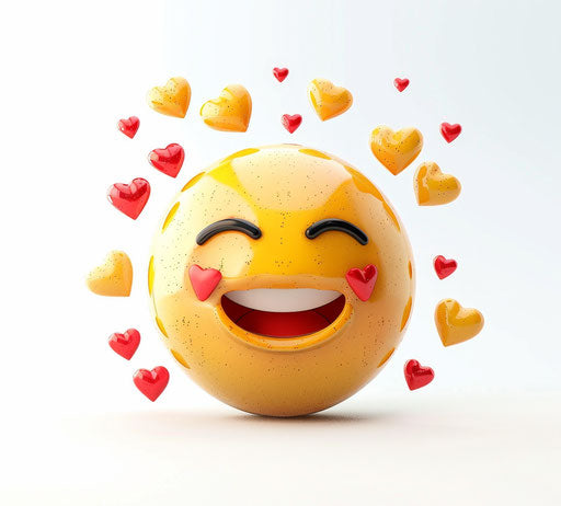 Cute happy emoji with hearts around clip art - white background 29:26