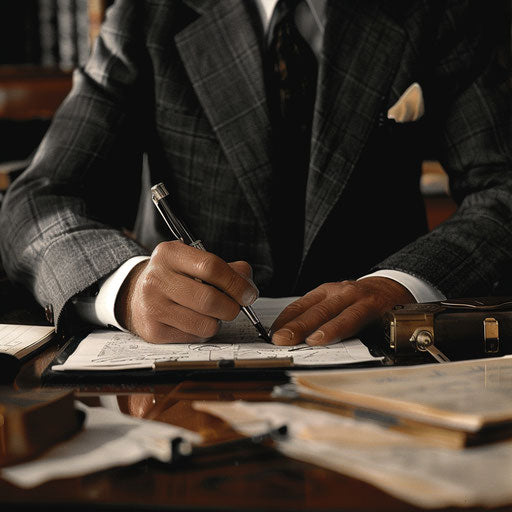 Design finance pictures: insurance agent crafting policy