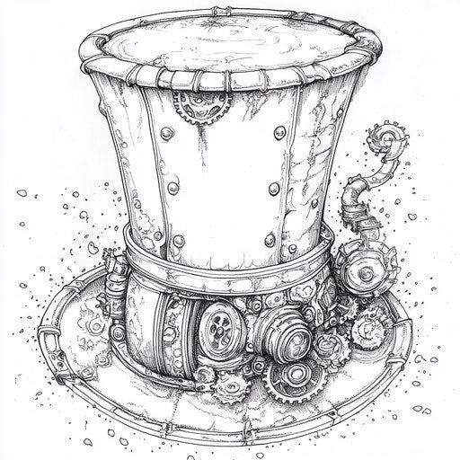 Steampunk hat with gears and mechanical details