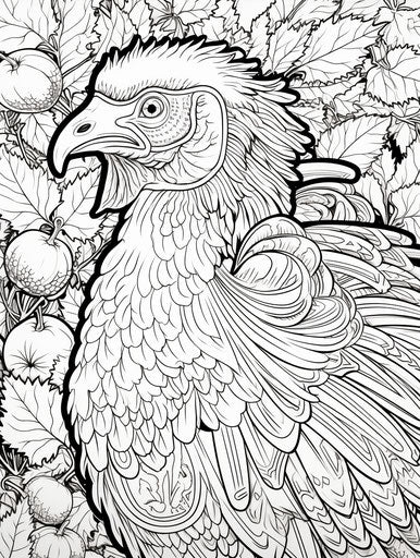 Bird coloring page, hyperbolic balance and strong contrast
