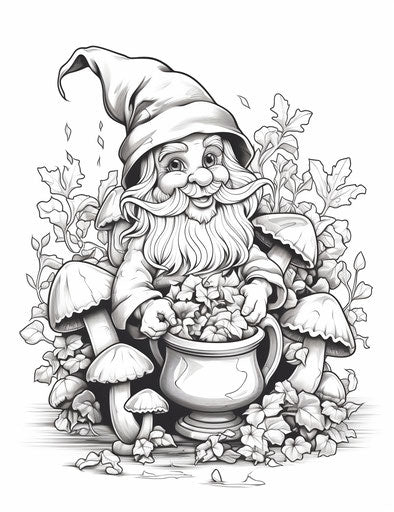 Leprechaun Coloring Pages, in the style of Rinat Voligamsi, Silver