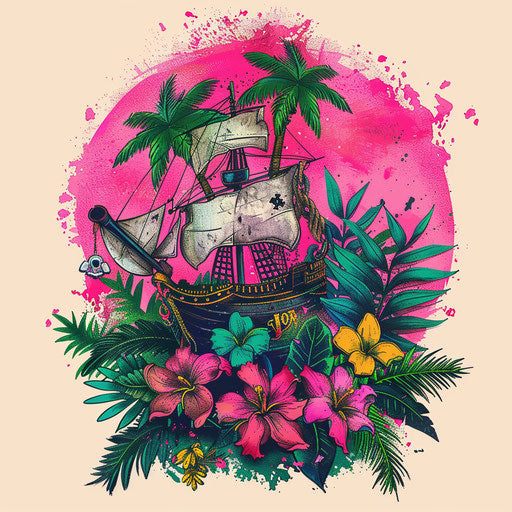 Pirate flag in tropical setting