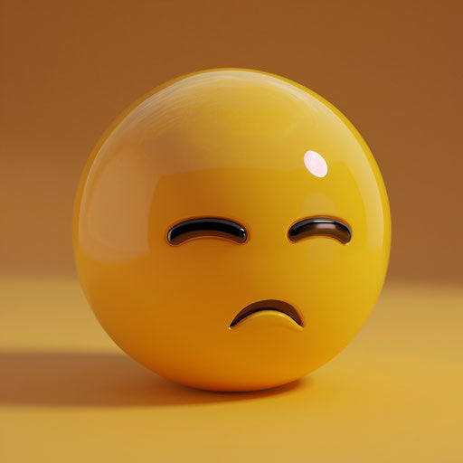 Yellow emoticon with sad word inside