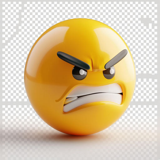 Yellow emotion on transparent background, surprisingly absurd style