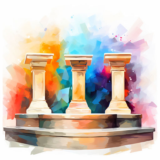 Podium in Impressionistic Art style, on white background