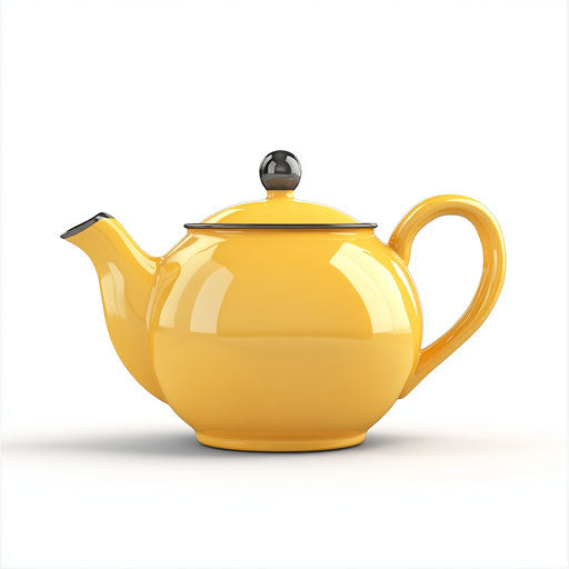 3D teapot in realistic style on flat white background, isolated clipart