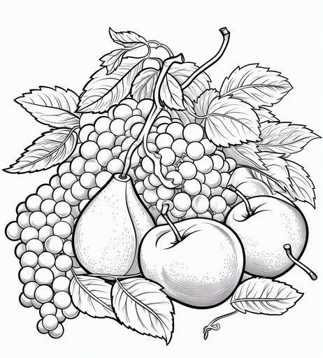 Free fruit coloring pages in cheese mural style