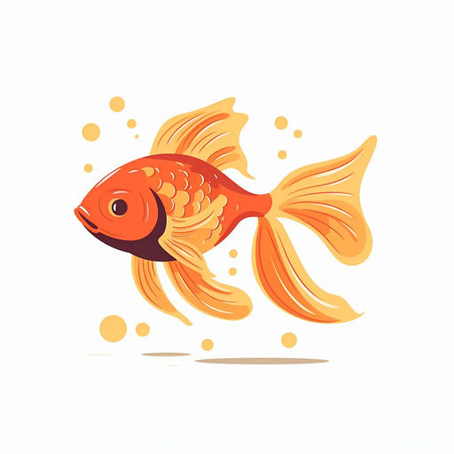 Goldfish clipart in Minimalist style, on white background
