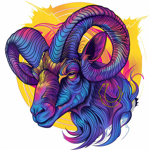 Flat tattoo sketch of a ram for the Aries zodiac sign