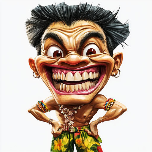 Humorous caricature of a bayanihan icon with human characteristics