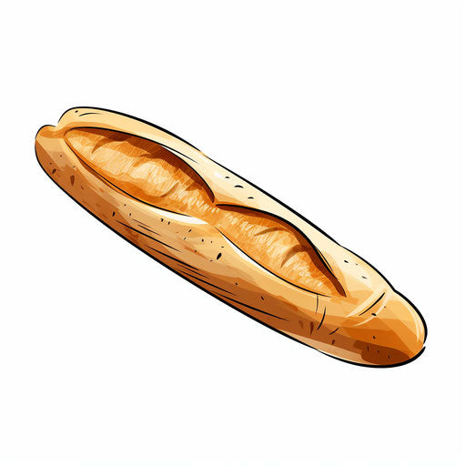 Minimalist style baguette on white background