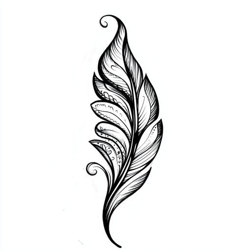 Feather tattoo sketch in beautiful flat clipart style
