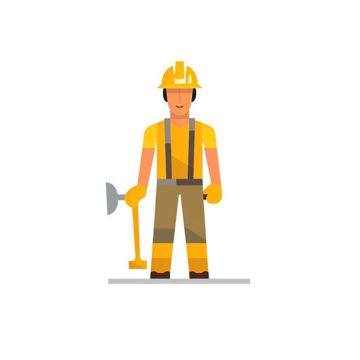 Construction worker in minimalist style on white background