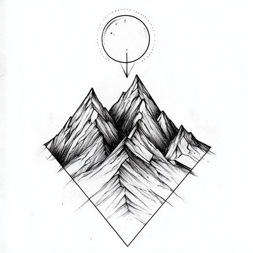 Simple tattoo design for men with bold geometric mountain range