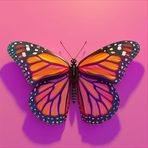 Monarch butterfly on bright magenta background