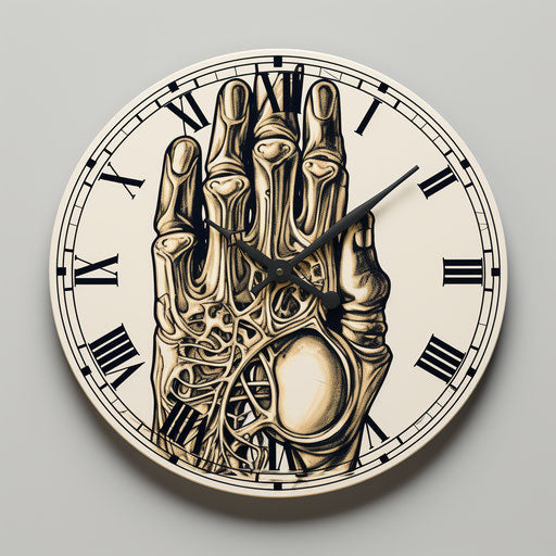 Abstract hand on a clock, macabre style illustration