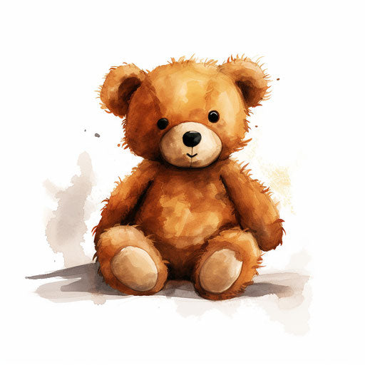 Teddy clipart in the style of Chiaroscuro Art, on a white background