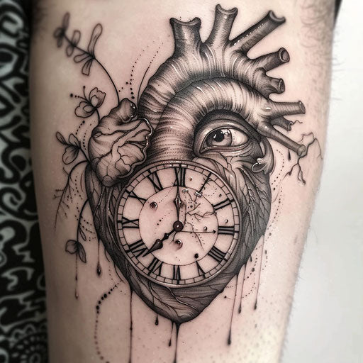 Anatomical Heart Tattoo Design Set