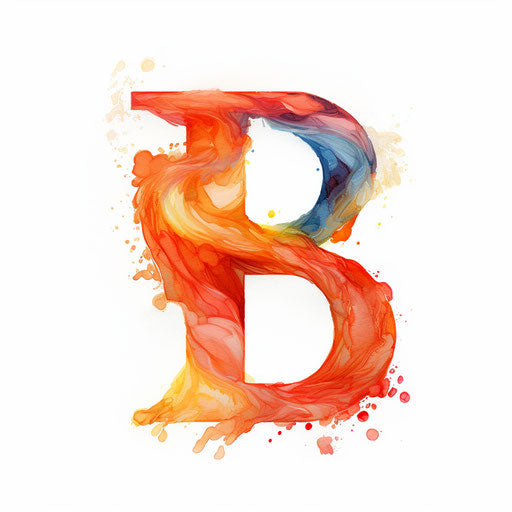 Letter b illustration in the style of Impressionistic Art, on white background