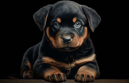 Rottweiler puppy sitting on white background