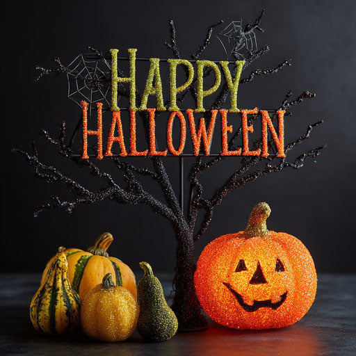 Festive Halloween Decor with Sparkling Pumpkins