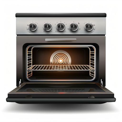Oven clipart in photo-realistic style with flat white background