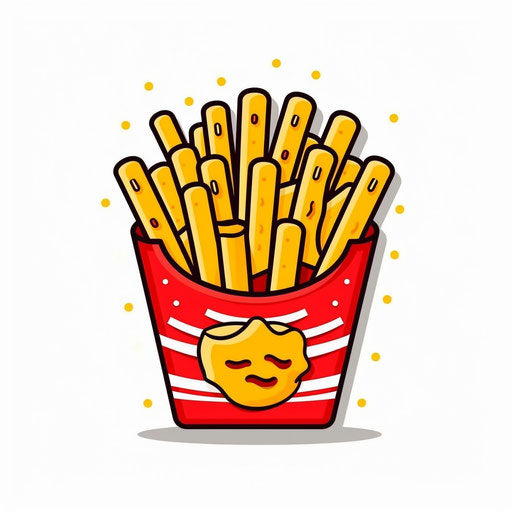 Minimalist style fries clipart, on white background