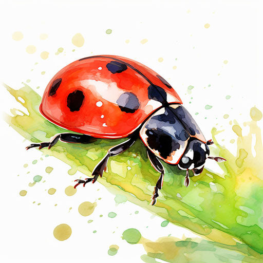 Ladybug in Impressionistic style on white background