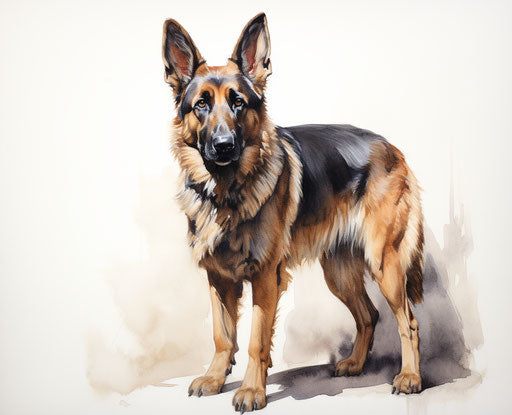 Black and tan german shepherd standing in realistic style