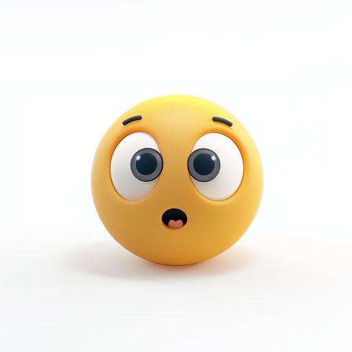 Yellow emoji face with round eyes on white background