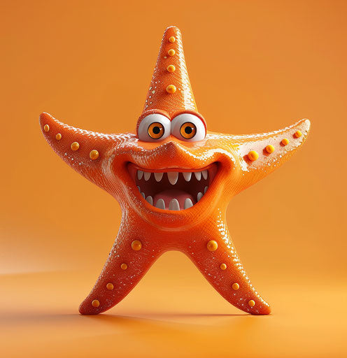 Funny cartoon starfish, bright style, smilecore, detailed