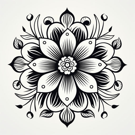 Black and white flower, eastern-inspired, delicate balance