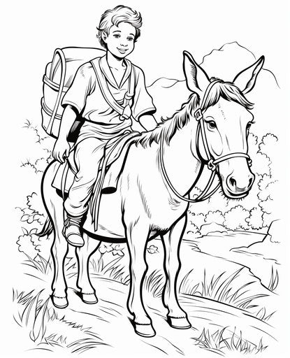 From donkey to boy coloring pages, realistic style