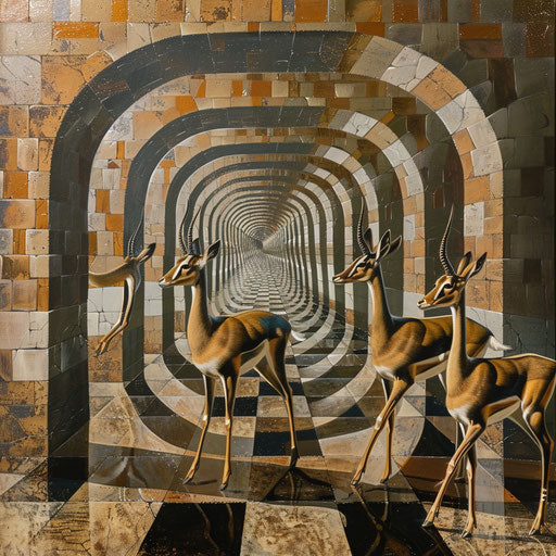 Gazelles in a maze of mirrors, infinite reflections