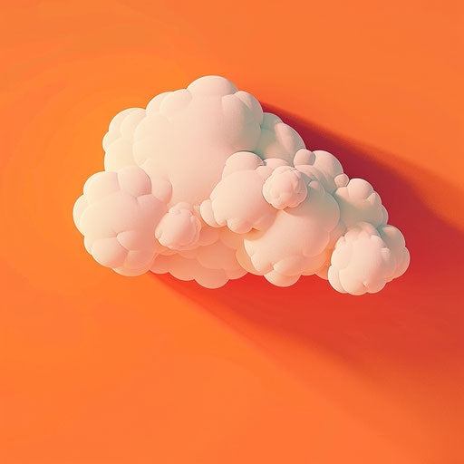 Realistic thought bubble on sunset orange background