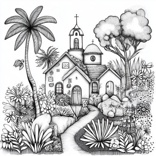 Charming Palm Sunday illustration in folk art style