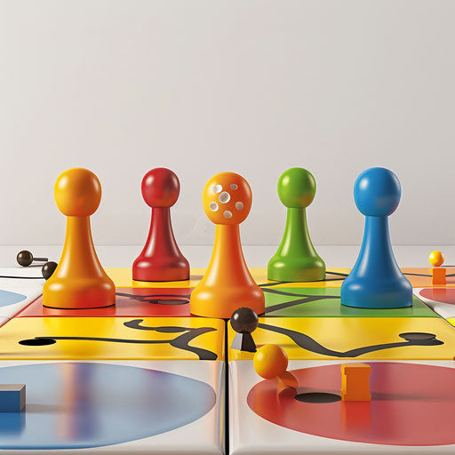 Photo realistic board game clipart on a flat and white background, bright colors and smooth finishes