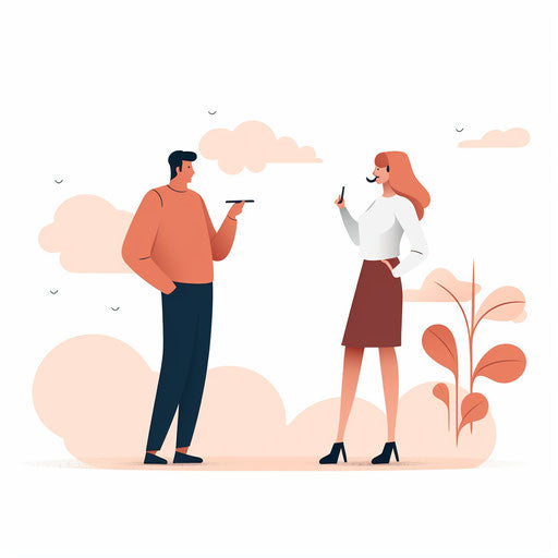 Minimalist style illustration of conversation